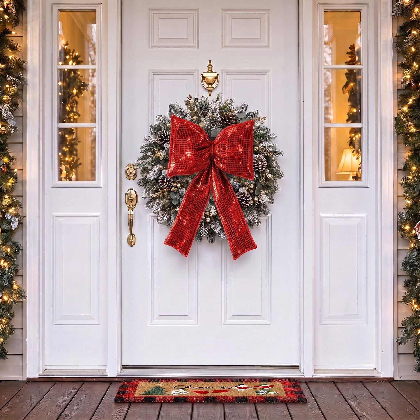 5pc Shimmering Christmas Bow Hanging Ornaments