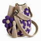 Crochet Floral Bucket Bag with Tassel Charm and Shoulder Strap