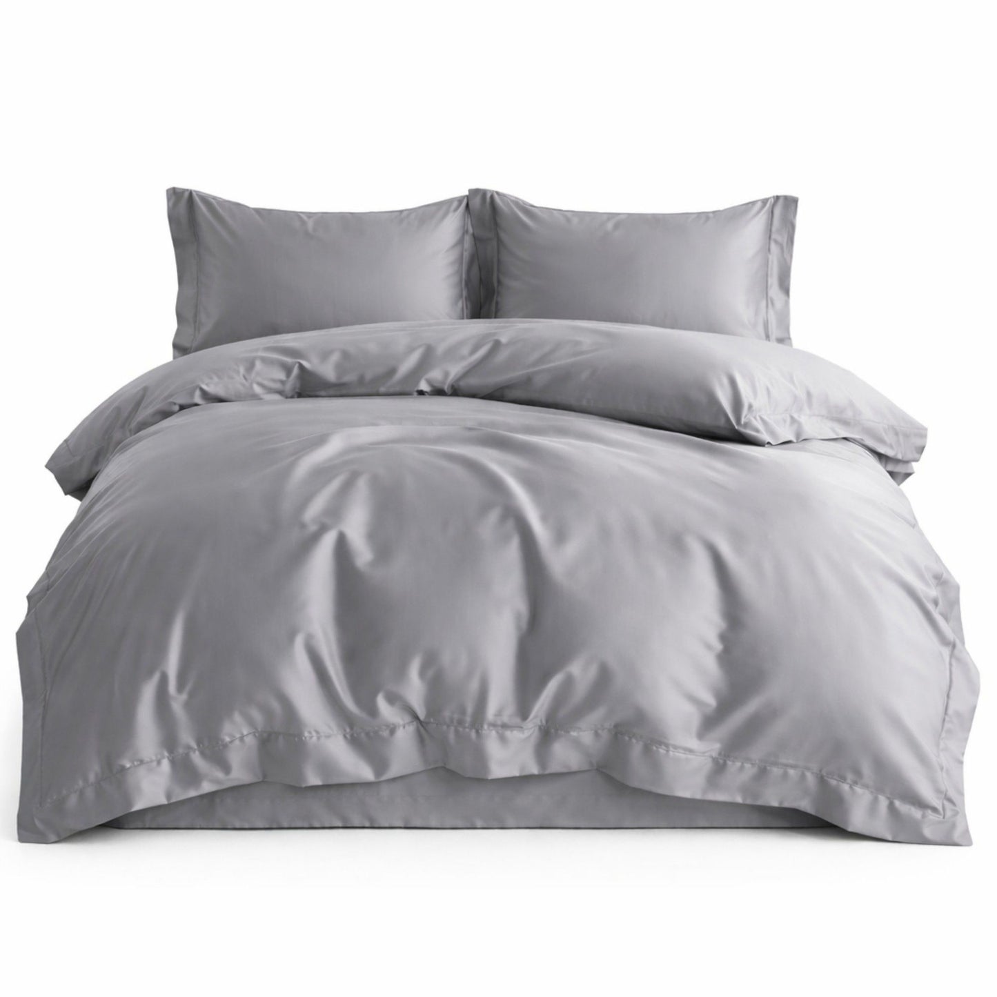 4-Piece Cotton Washed Bedding Set with Duvet Cover Flat Sheet and Pillowcases Soft Smooth Finish