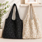 Floral Embroidered Shoulder Tote Bag Lightweight Foldable Everyday Bag for Women