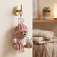 Plush Teddy Bear Keychain Bag Charm with Knit Hat and Scarf