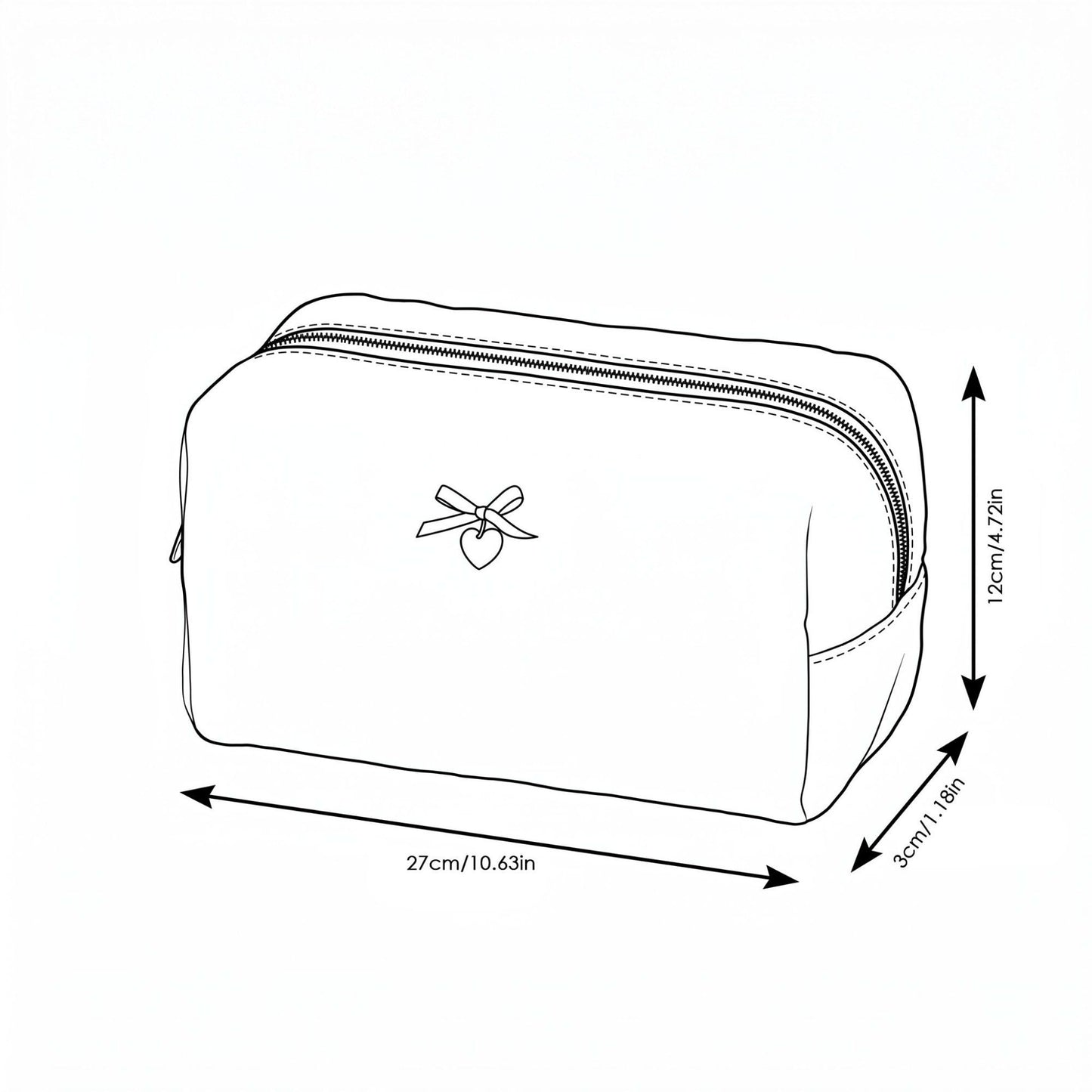 Womens Soft Textured Cosmetic Bag Zipper Makeup Toiletry Organizer