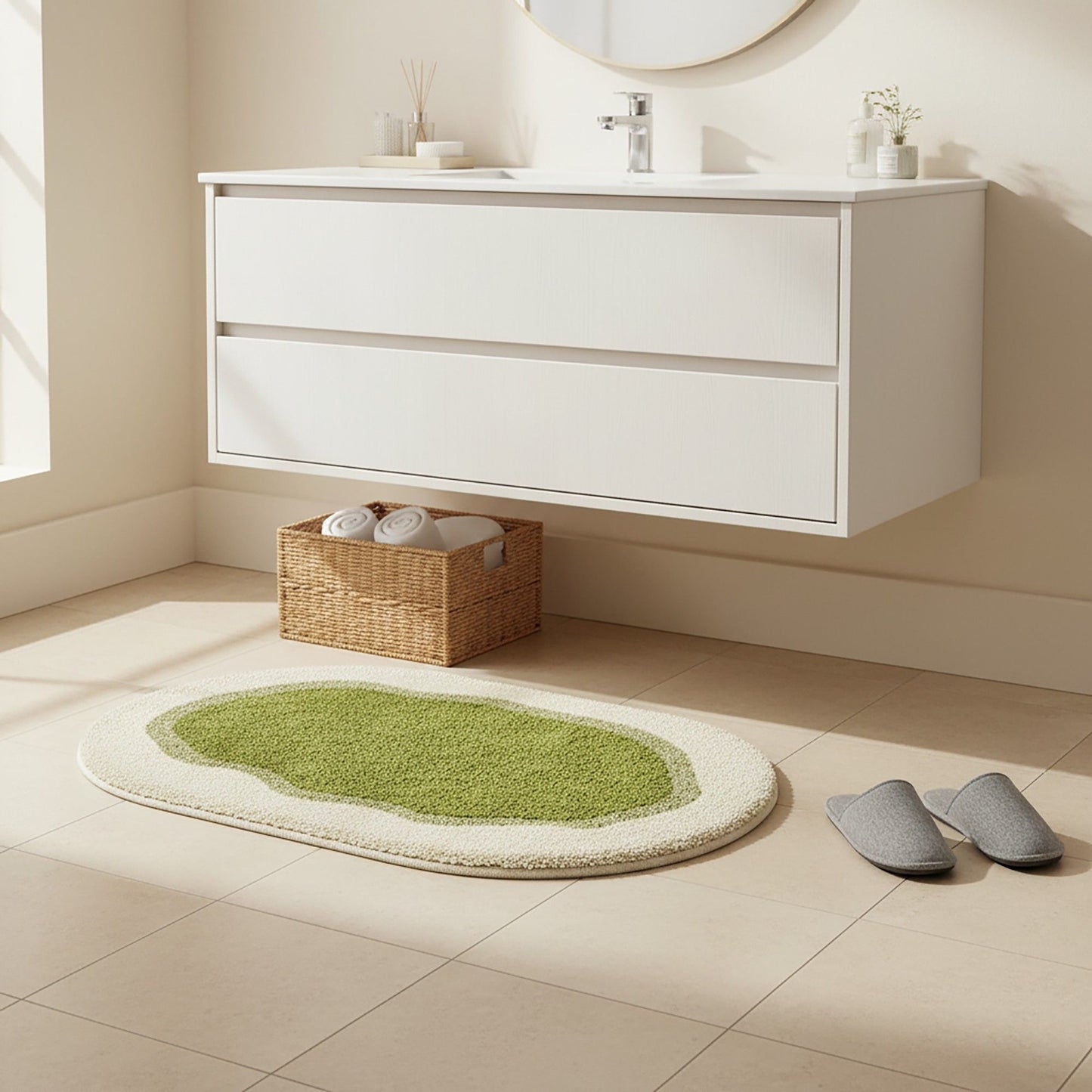Abstract Tufted Floor Mat Soft Plush Irregular Shape Non Slip Backing Decorative Indoor Rug Modern Pattern
