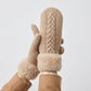 Cable Knit Winter Mittens with Soft Fuzzy Cuffs
