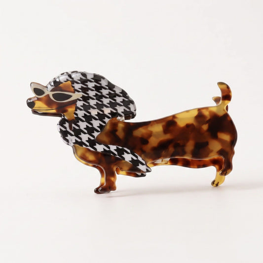 3pc Dachshund Dog Hair Claw Clip Set Tortoiseshell Pattern Hair Accessories