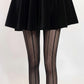 2pcs Women's Sheer Vertical Stripe Tights with Scalloped Pattern Detailing and Stretch Fit