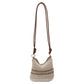 Women's Woven Net Shoulder Bag with Long Strap and Zipper Closure