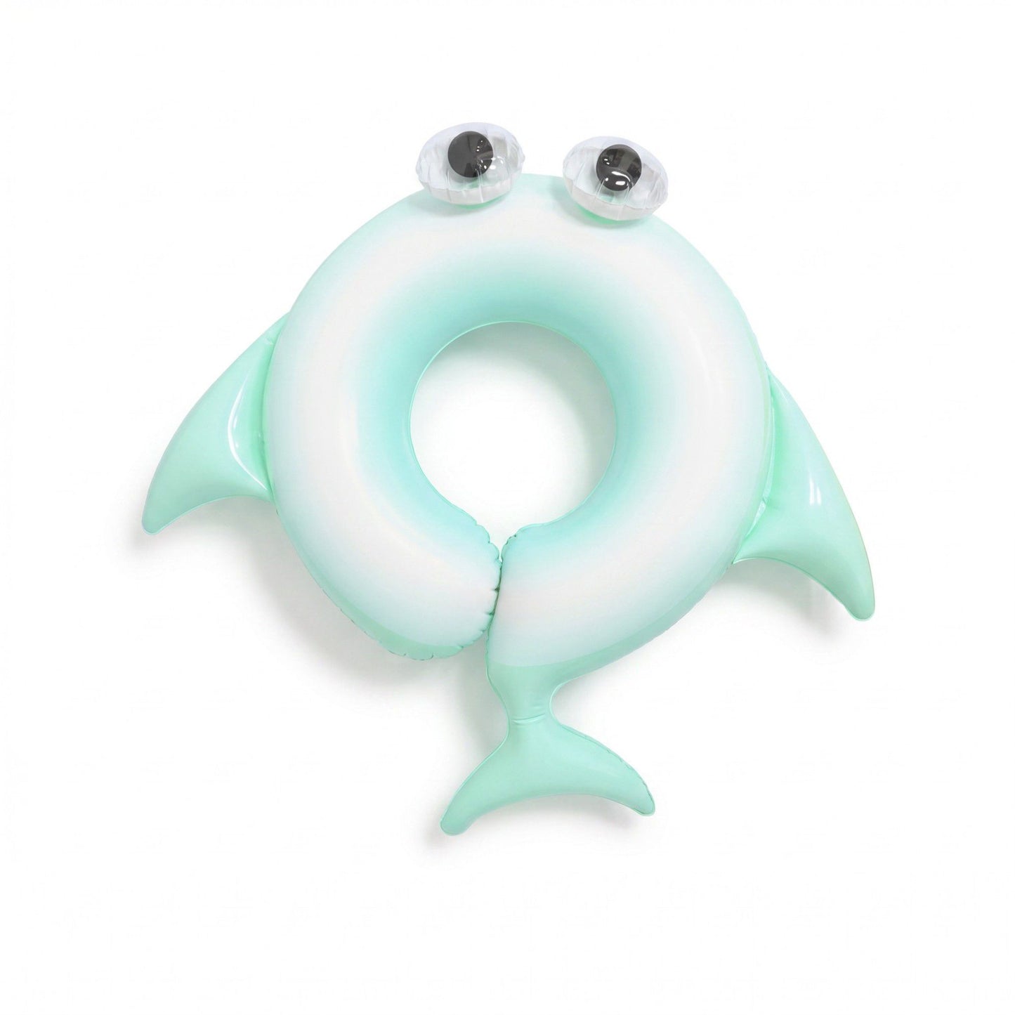 Kids Inflatable Dolphin Pool Ring with 3D Eyes and Tail Fin
