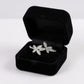 Women's Double Flower Leaf Design Ring with Crystal Detailing