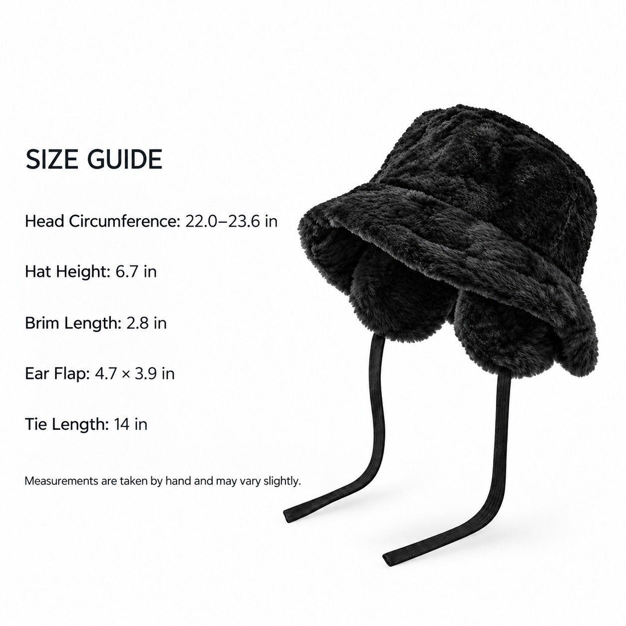 Plush Bucket Hat Removable Ear Flaps Tie Straps Fuzzy Winter Hat