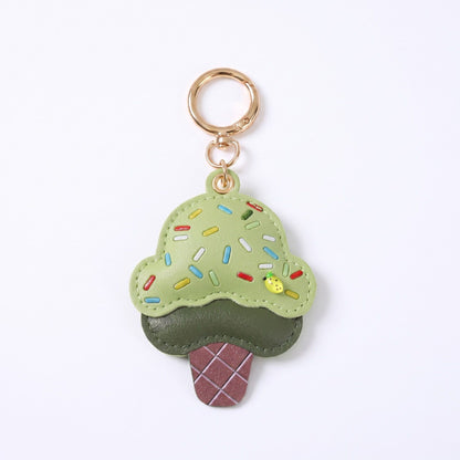 Ice Cream Cone Bag Charm with Colorful Sprinkles and Gold Tone Clip
