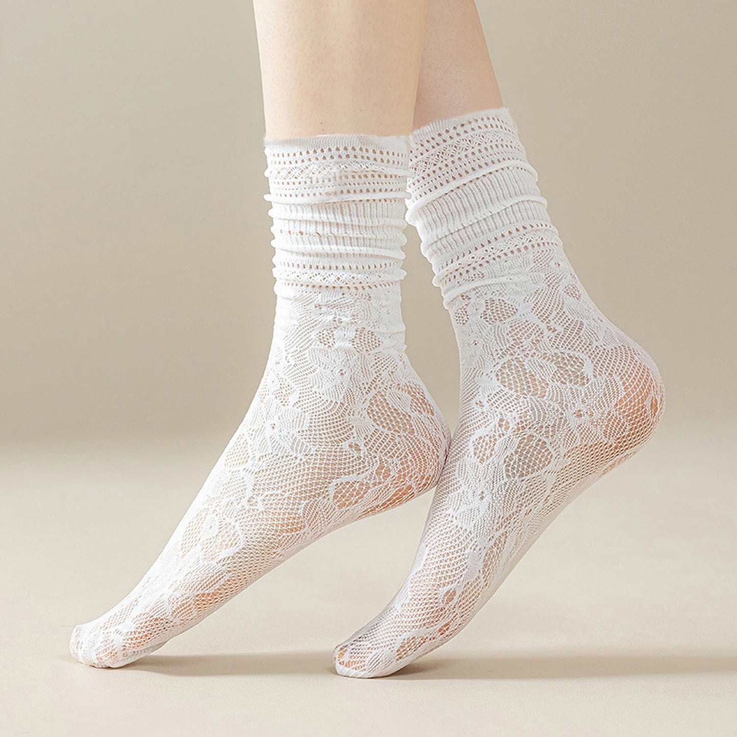 Lace Ankle Socks with Ruffle Cuff 6pk