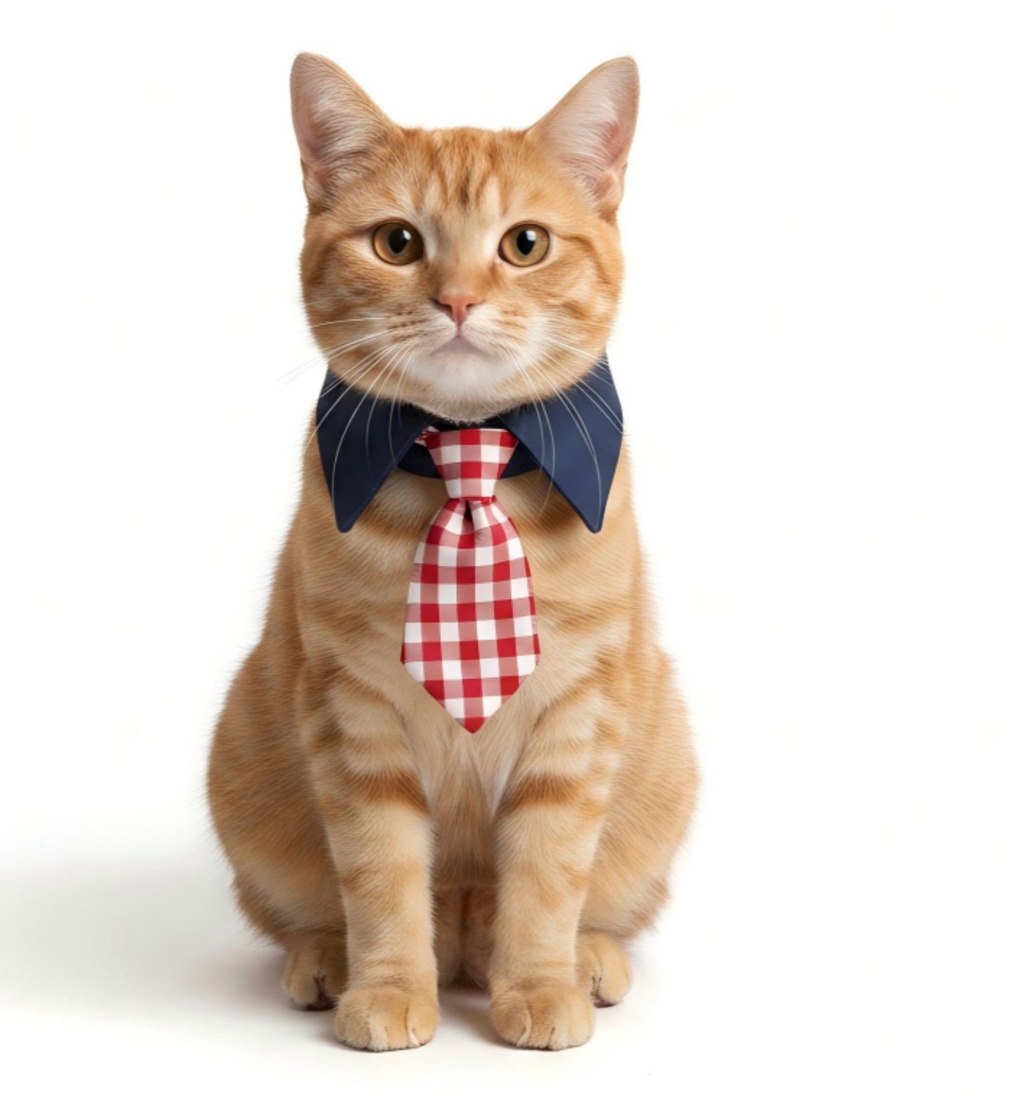 Plaid Pet Necktie Collar, Soft Cotton Gentleman Style Gingham Tie for Small Medium Dogs Cats