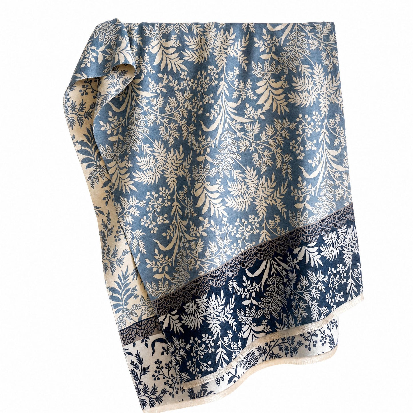 Botanical Floral Print Oversized Scarf Lightweight Wrap with Fringe 70.8*25.6 Inches