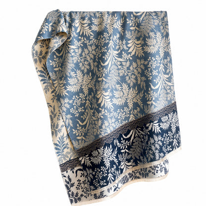 Botanical Floral Print Oversized Scarf Lightweight Wrap with Fringe 70.8*25.6 Inches