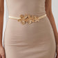 Triple Rose Thin Metal Waist Belt Adjustable Minimalist Floral Waist Jewelry 47.2in