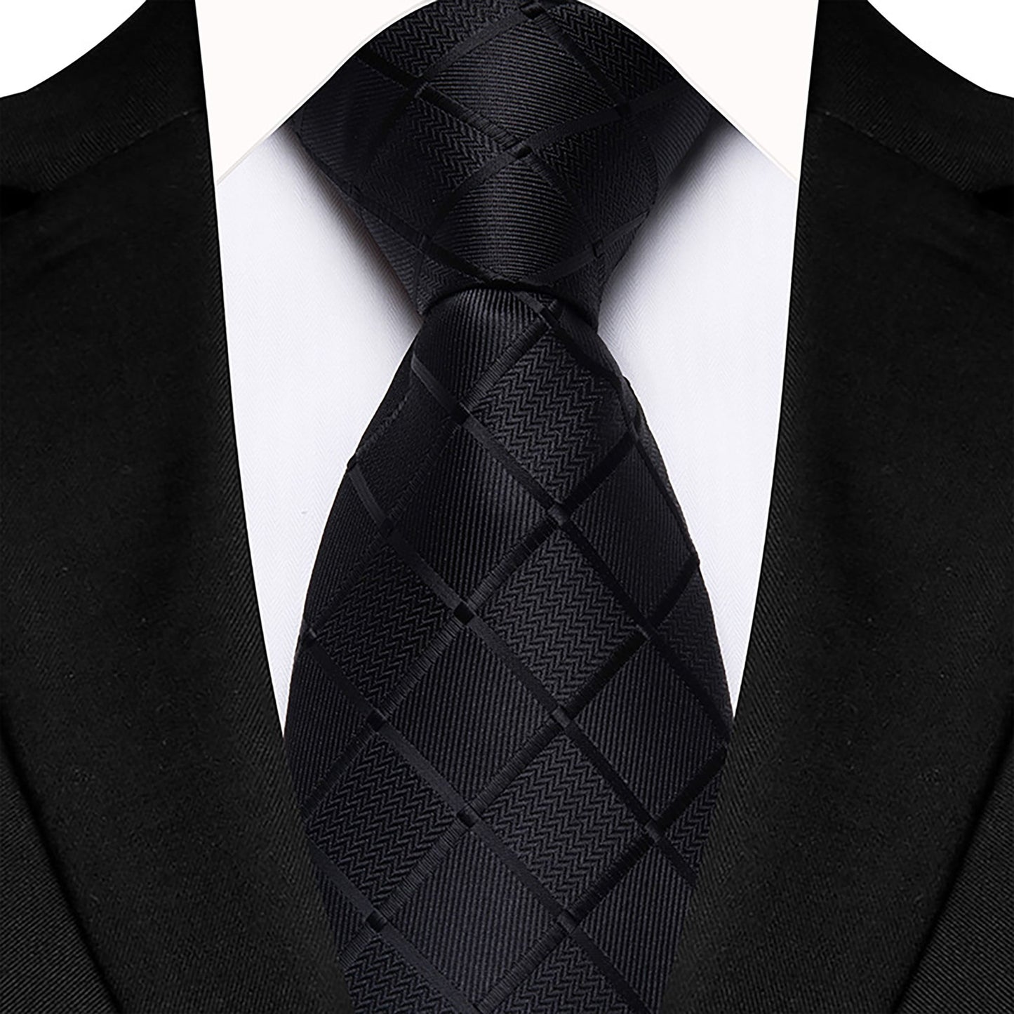 Men's Textured Diamond Pattern Silk Tie Wide Formal Necktie for Business, Weddings & Special Occasions