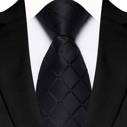 Men's Textured Diamond Pattern Silk Tie Wide Formal Necktie for Business, Weddings & Special Occasions