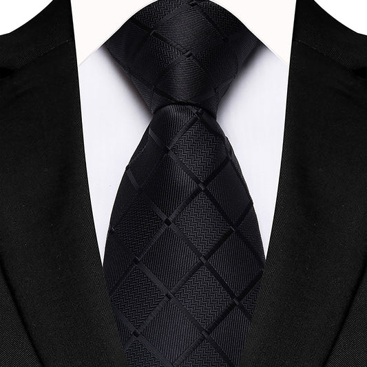 Men's Textured Diamond Pattern Silk Tie Wide Formal Necktie for Business, Weddings & Special Occasions