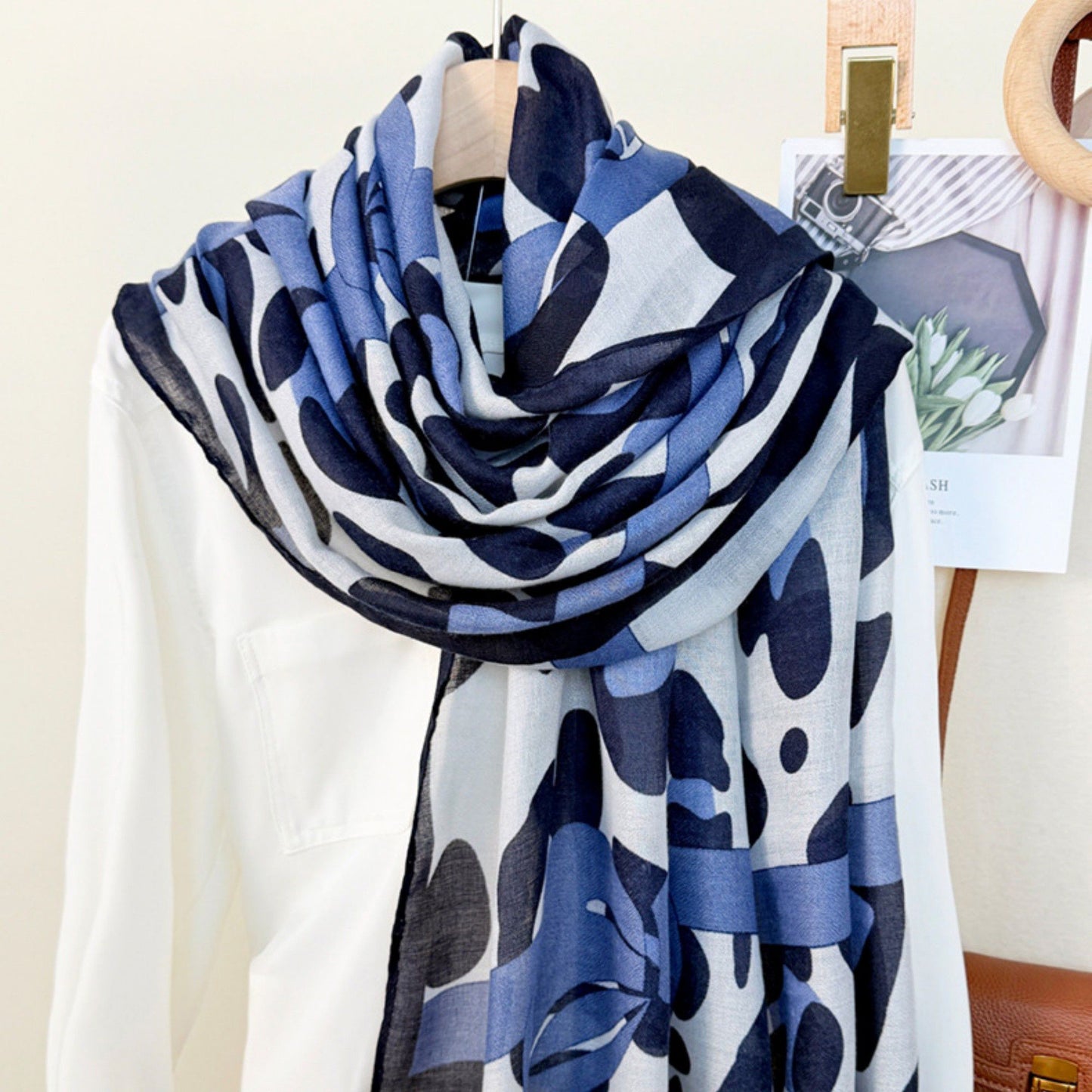 Leopard Print Lightweight Scarf with Bow Accent Stripes and Sheer Draped Fabric for Effortless Everyday Style 33.5x71in
