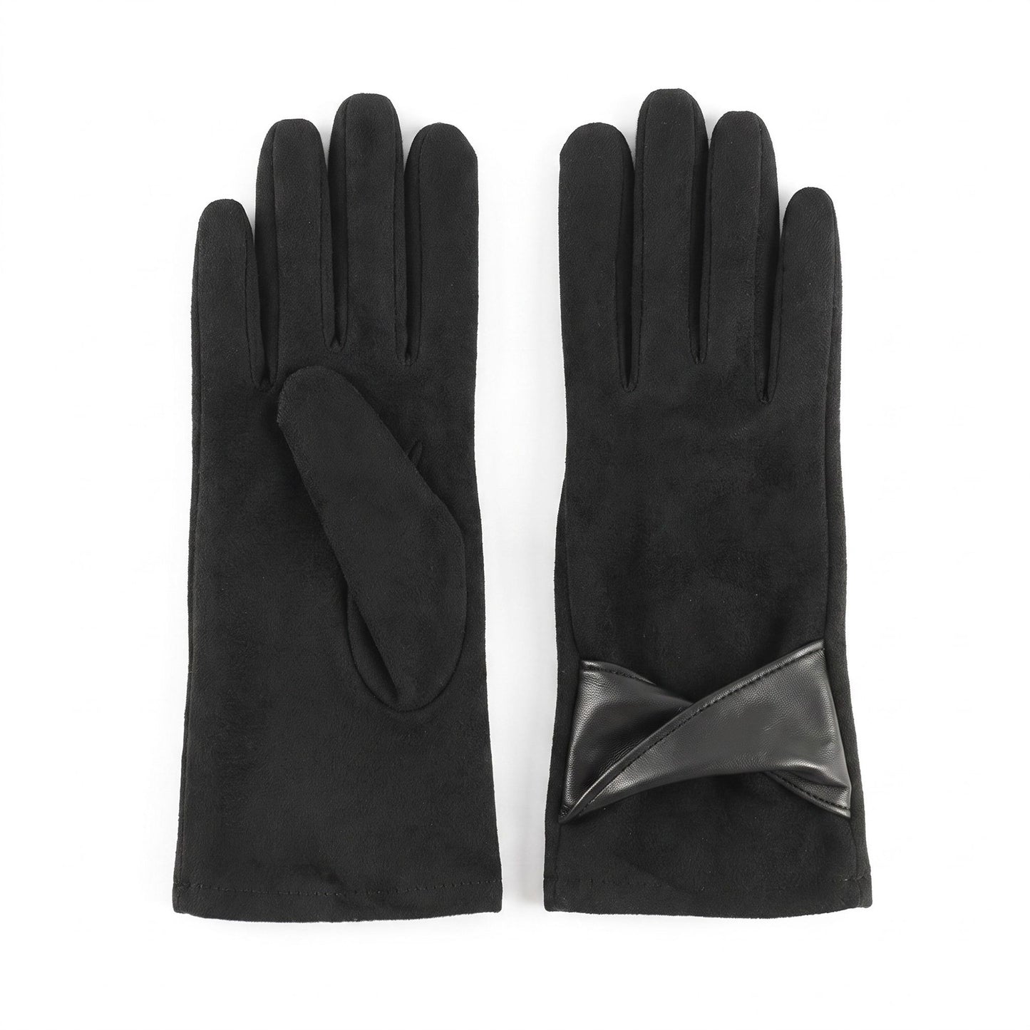 Bow Detail Full Finger Gloves with Soft Textured Finish