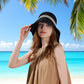 Wide Brim Mesh Sun Hat with Back Bow UV Protection Foldable Travel Hat for Women Outdoor Summer Style