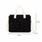 Canvas Strawberry Print Tote Bag with Shoulder Strap and Side Pockets