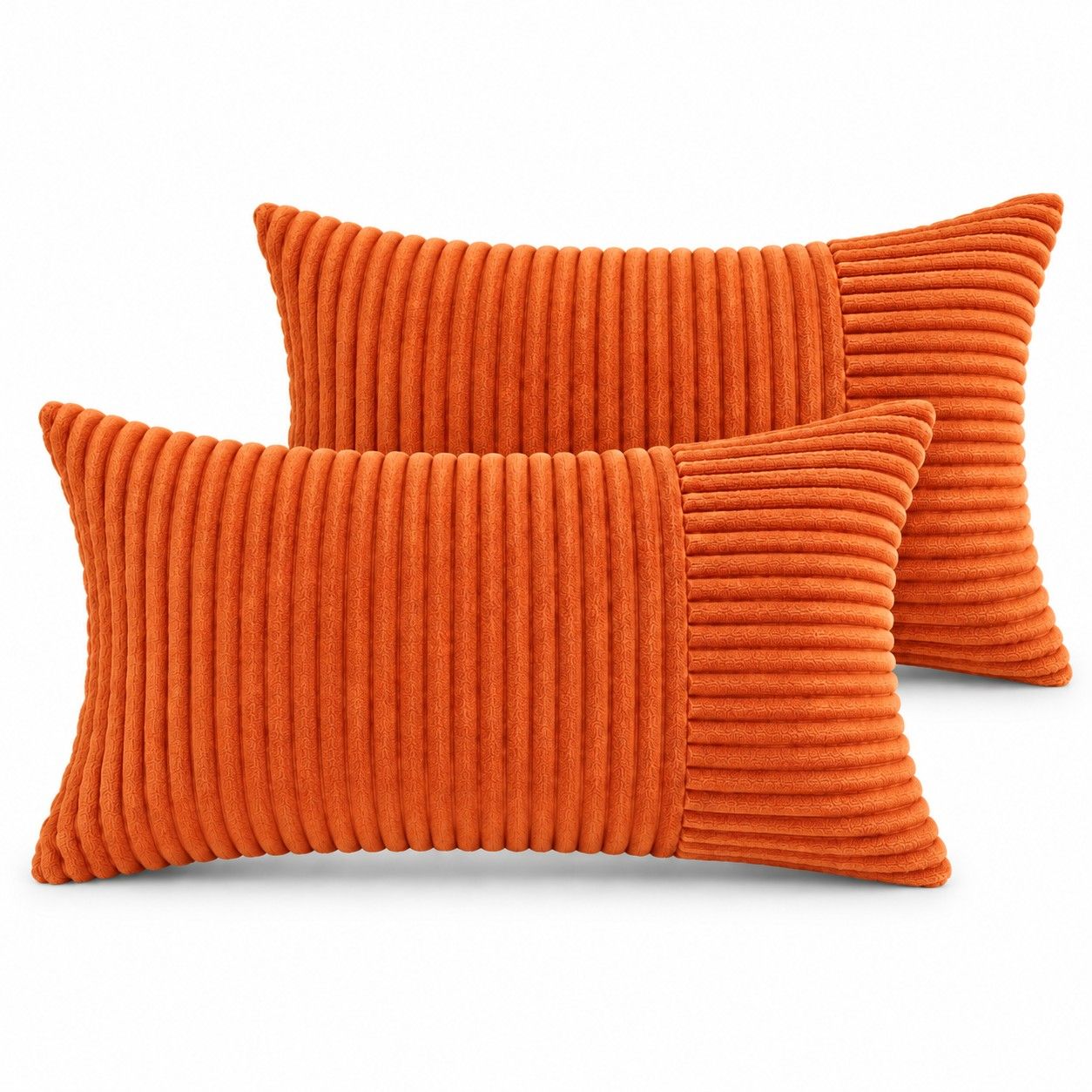 2 Pack Soft Corduroy Throw Pillow Covers 18 x 18 Inch and 12 x 20 Inch