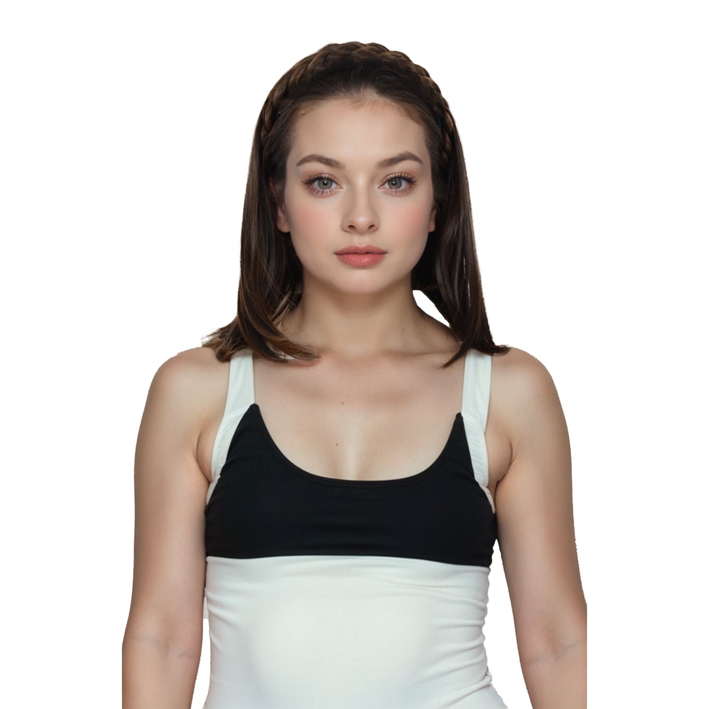 Braided Hairband Wig with Straight Shoulder Hair Extensions Casual Hairpiece for Holiday