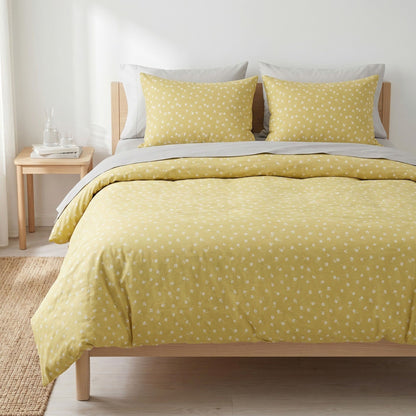 3-Piece Cotton Bedding Set with Duvet Cover and Pillowcases Soft Breathable Floral Print Design