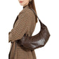 Slouchy Crescent Shoulder Bag with Genuine Leather Finish and Adjustable Strap