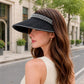 Wide Brim Visor Hat with Faux Pearl Embellished Band and Open Top Design