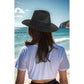 Wide Brim Straw Fedora Sun Hat with Black Band Lightweight Packable Summer Panama Hat for UV Protection