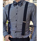 Men's Adjustable Suspenders 46in Elastic Suspenders with Clips for Formal & Casual Wear