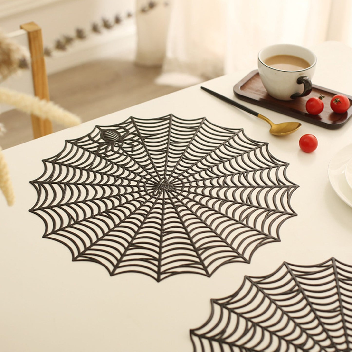 Halloween Spiderweb PVC Waterproof Non-Slip Placemat