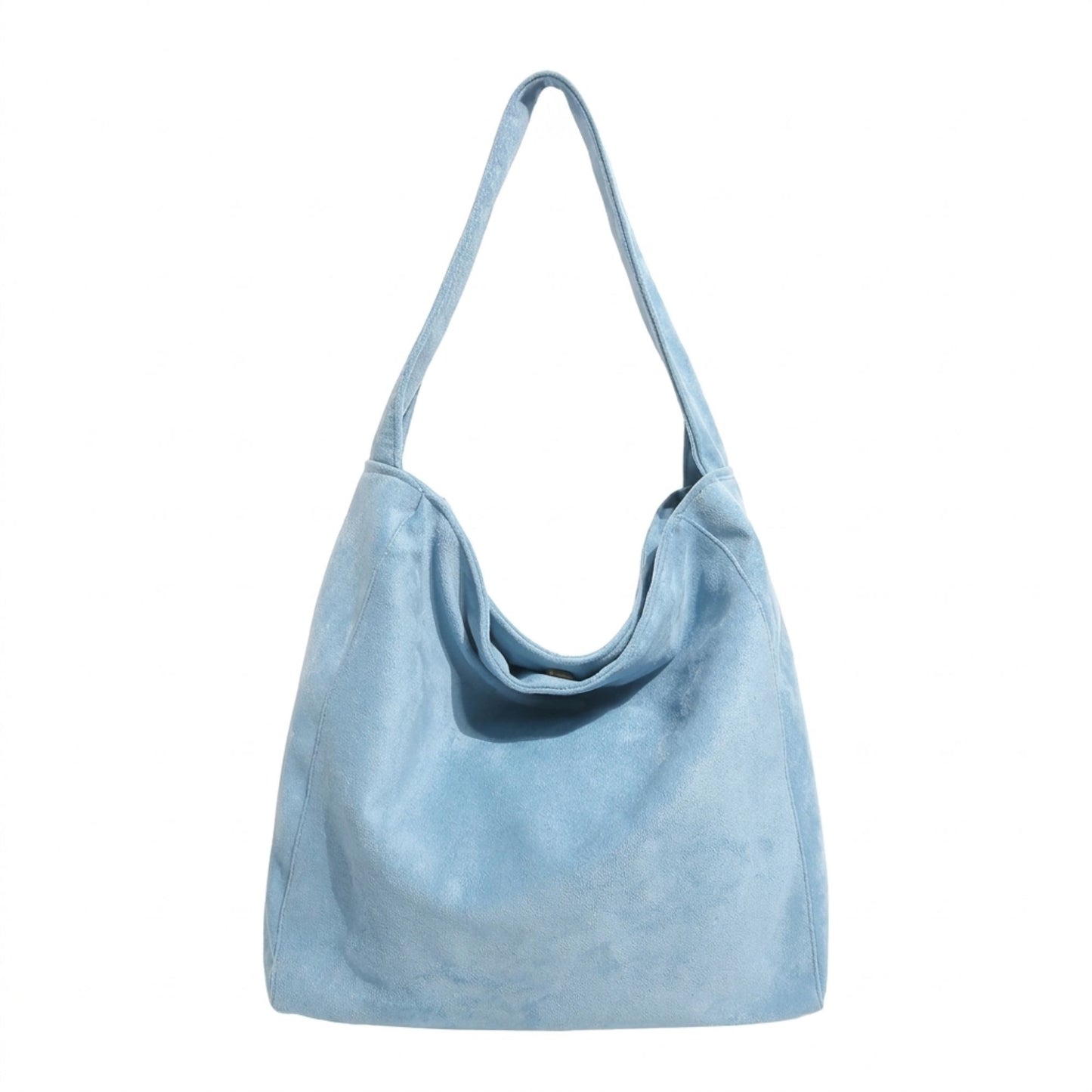 Faux Suede Tote Bag Large Capacity Slouchy Shoulder Bag with Magnetic Closure