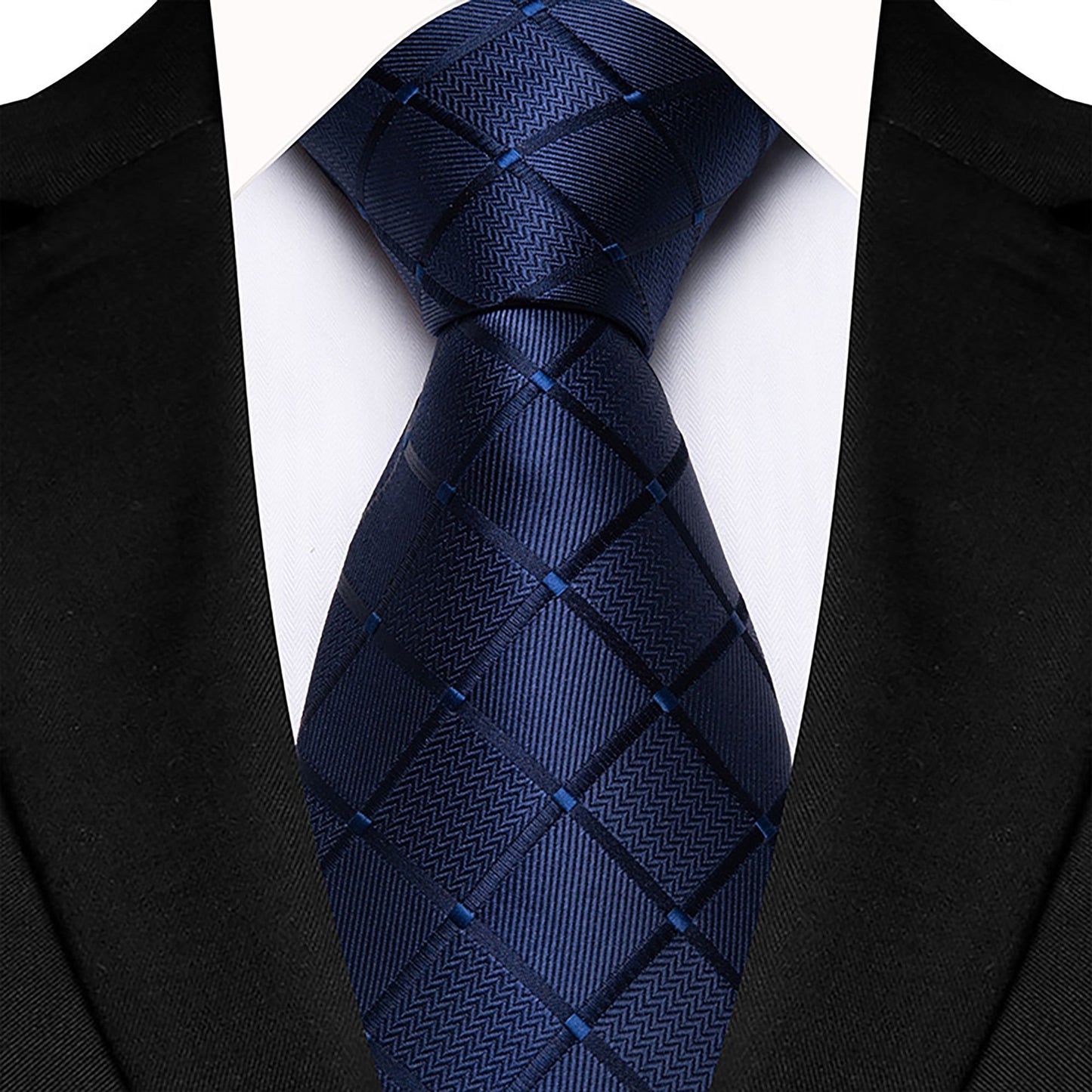Men's Textured Diamond Pattern Silk Tie Wide Formal Necktie for Business, Weddings & Special Occasions