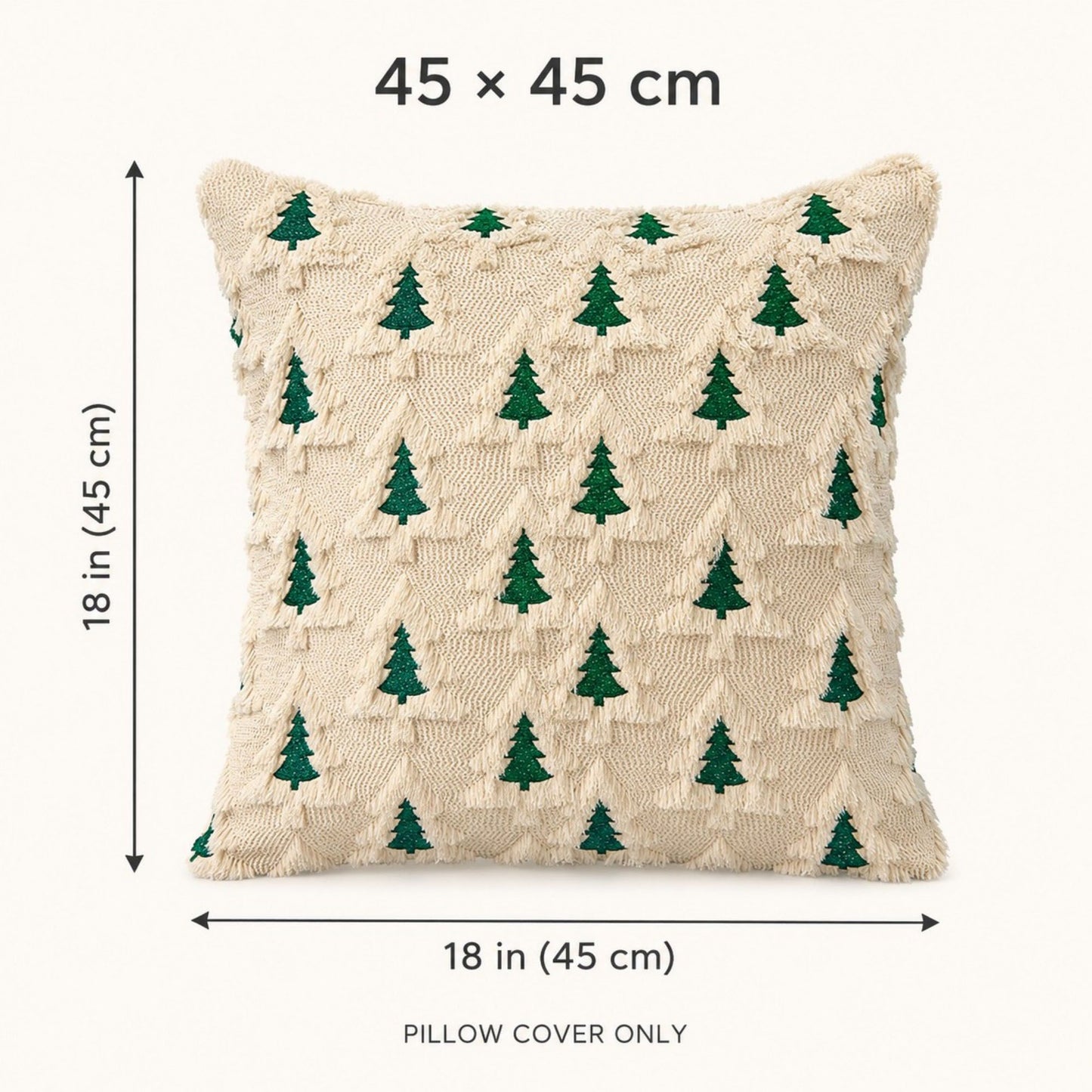 2 Pack Christmas Tree Pom Pom Decorative Throw Pillow Covers
