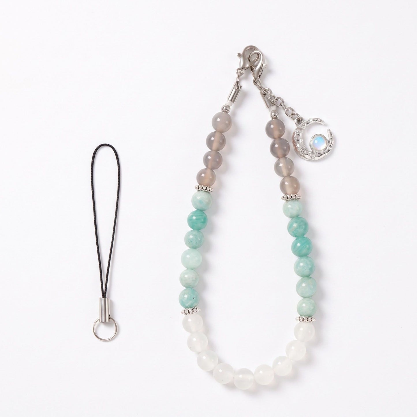 Beaded Phone Wrist Strap with Crescent Moon Charm