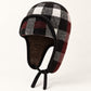 Plaid Ear Flap Knit Beanie Winter Thermal Trapper Hat