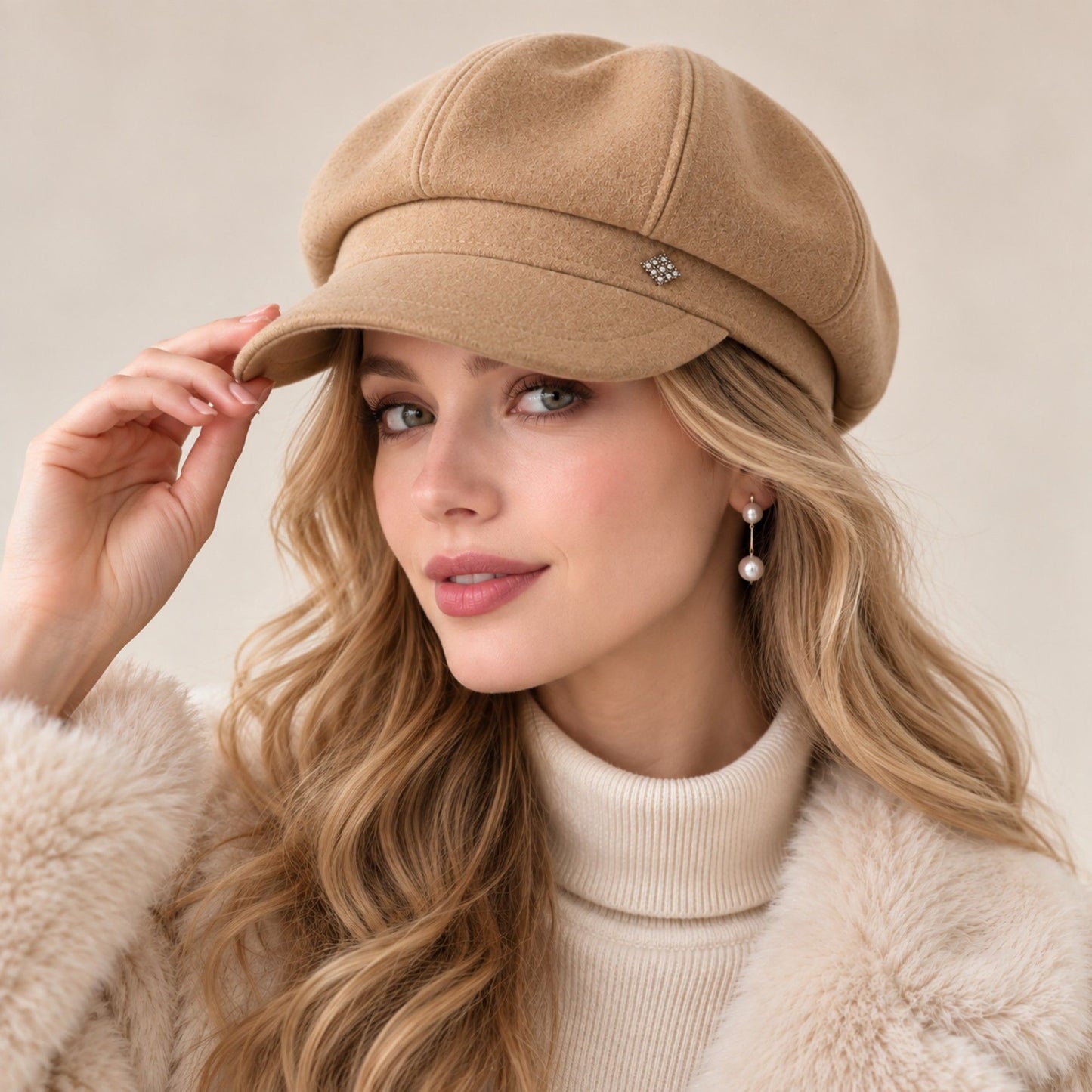 Embellished Newsboy Cap Adjustable Brim Baker Boy Hat