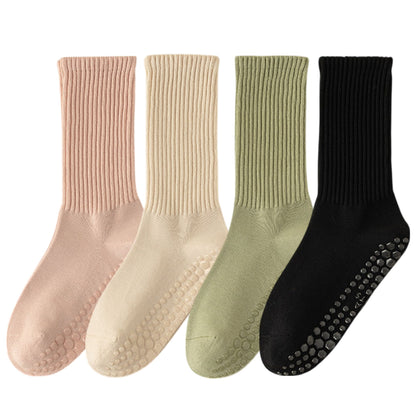 4-Pack Anti-Slip Yoga Socks with Grips Comfortable Ribbed Design for Exercise and Indoor Use