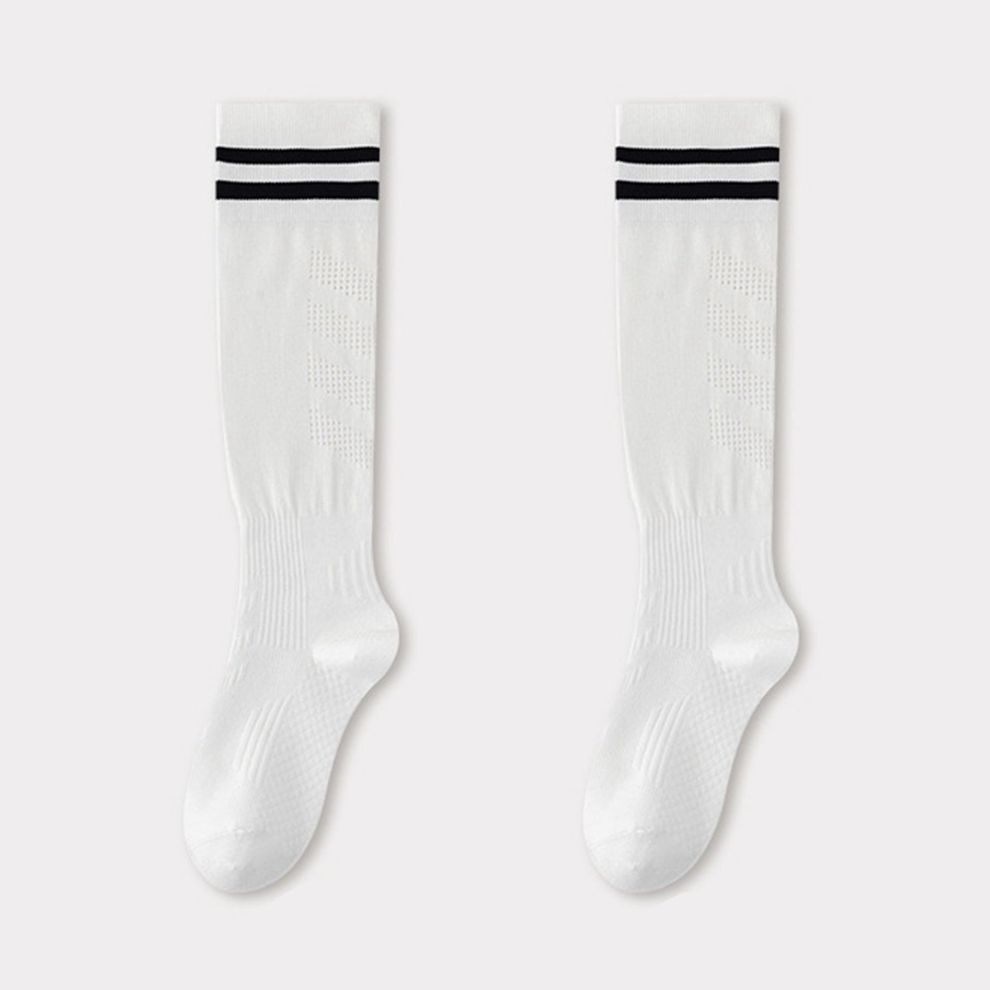 2-Pair Knee-High Athletic Compression Socks with Breathable Mesh and Stripe Design