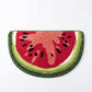 Kiwi Fruit Slice Plush Semicircle Bathroom Mat with Green Tufted Design