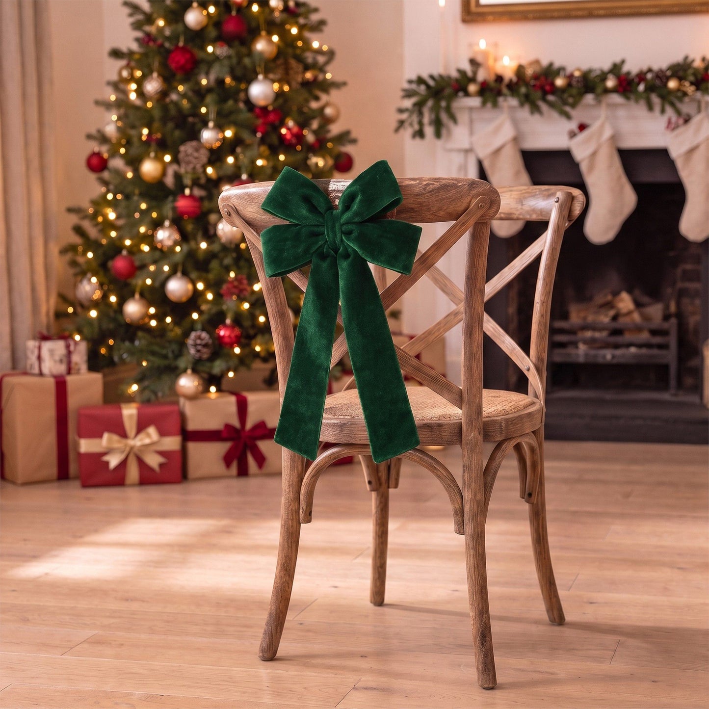 5pc Velvet Christmas Bows with Long Tails