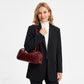 East West Faux Leather Bowler Shoulder Bag with Double Handles and Zip Closure