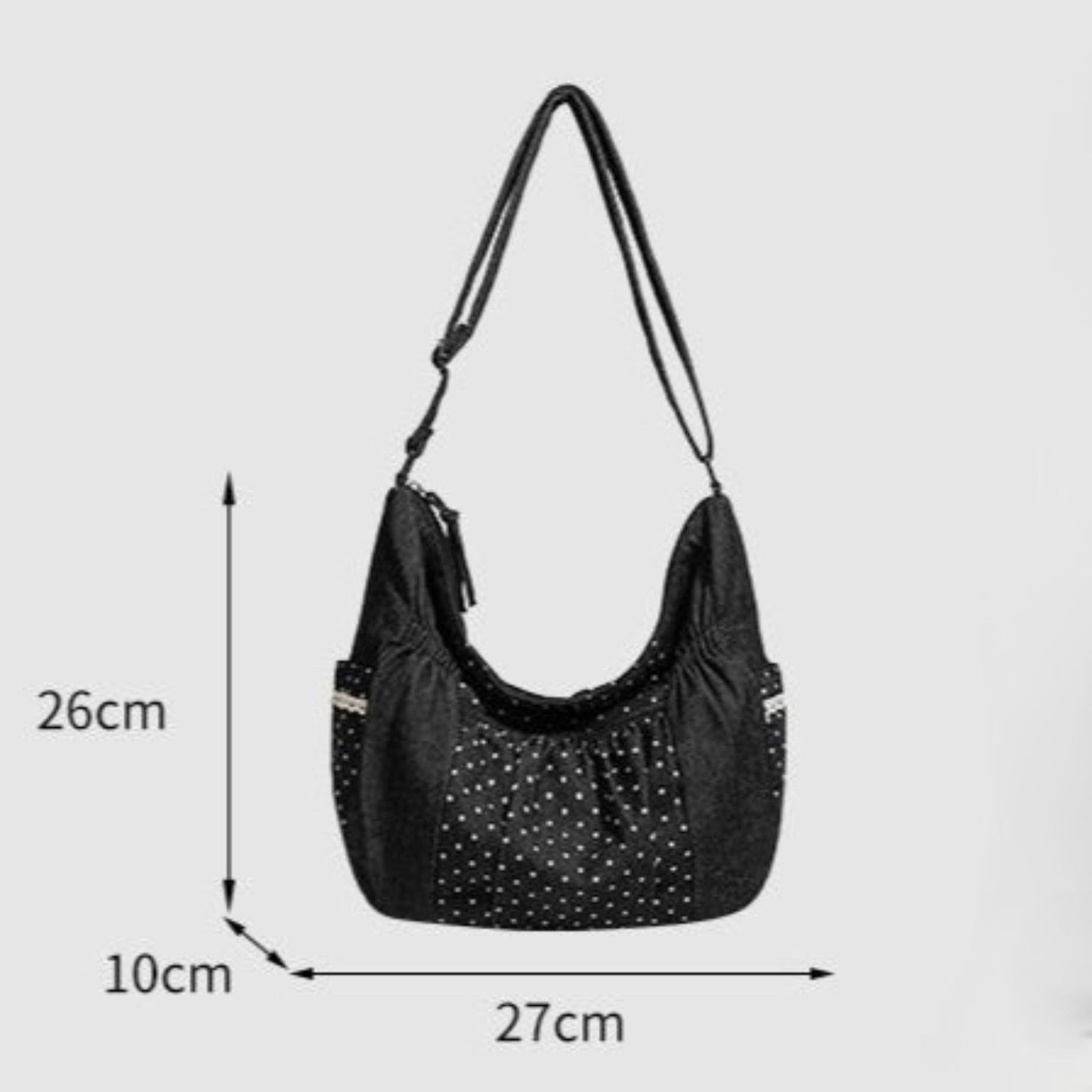 Polka Dot Hobo Shoulder Bag Large Capacity Crossbody Tote for School Work and Travel