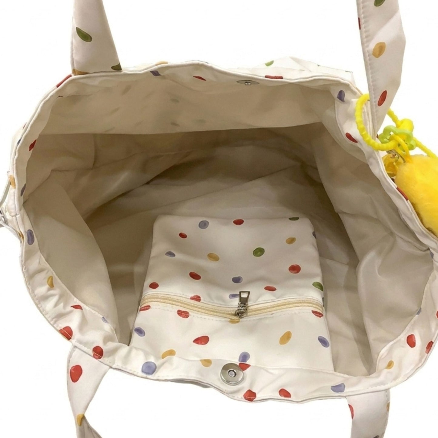 Polka Dot Tote Bag Shoulder Bag with Interior Zipper Pocket