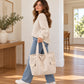 Large Corduroy Tote Bag with Zipper Pockets