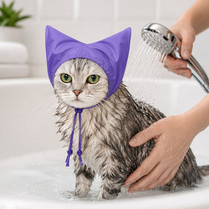 Cat Bathing Hood with Adjustable Drawstring Ear Cover